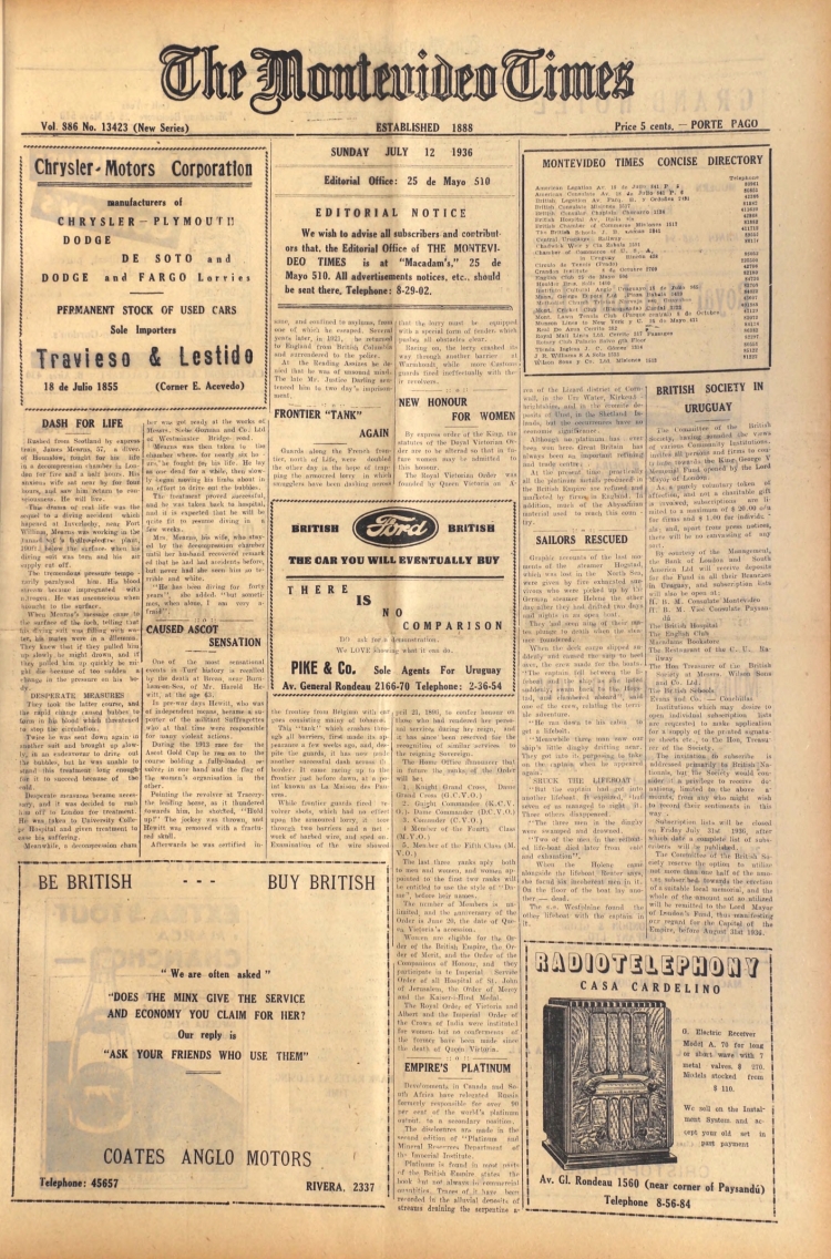 THE MONTEVIDEO TIMES del 12/07/1936